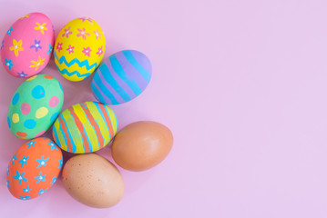 colorful easter eggs with happy easter word