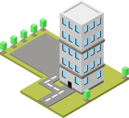 ISOMETRIC BUILDING, ILLUSTRATION VECTOR
