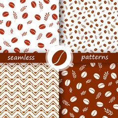 Set of coffee seamless pattern. Vector background