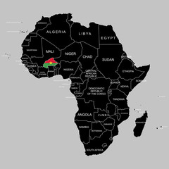Territory of Burkina Faso on Africa continent. Vector illustration. - obrazy, fototapety, plakaty