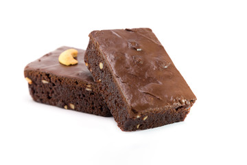 Chocolate Brownie isolated on white