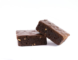 Chocolate Brownie isolated on white