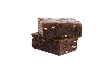 Chocolate Brownie isolated on white