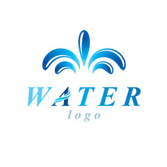 Vector blue clear water drop sign for use as corporate emblem in spa and resort organizations. Body cleansing concept.