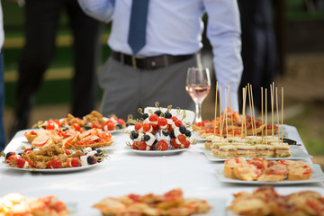 Buffet table at outdoor wedding