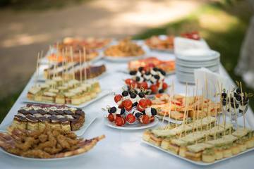 Buffet table at outdoor wedding