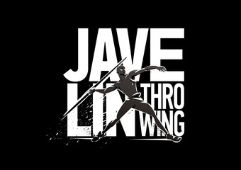 Javelin-throwing. Figure on text. Print emblem