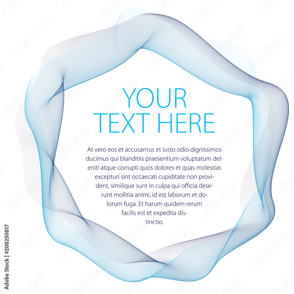 Poster round smooth linear frame of wavy lines. vector abstract artistic beautiful background with copy spa