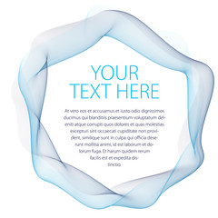 Round smooth linear frame of wavy lines. Vector abstract artistic beautiful background with copy space for text.  Isolated over white background.