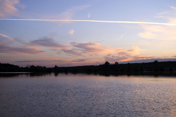 A beautiful sunset at lake. Kyiv, Ukraine.