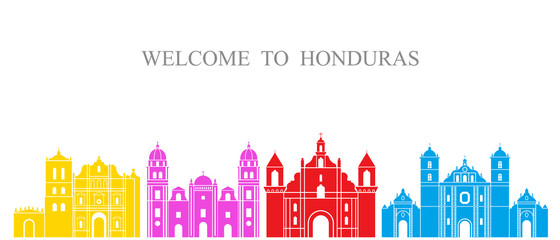Honduras set. Isolated Honduras  architecture on white background