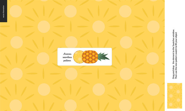 Food patterns - fruit, pineapple texture - a seamless pattern of pineapple yellow pulp on the yellow orange background, ananas