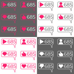 Social network counters. Vector icon set. 