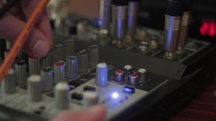 Musical and sound equipment. Mixer setup.