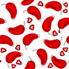 Chili pepper vector seamless pattern.