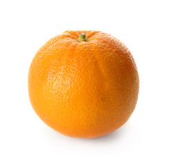 Tasty ripe orange on white background