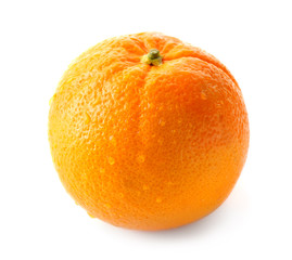 Tasty ripe orange on white background