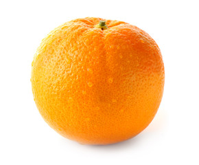 Tasty ripe orange on white background