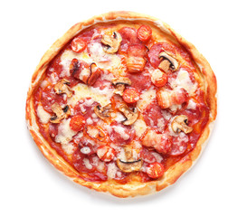 Tasty pizza on white background