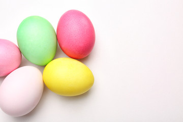 Fototapeta na wymiar Dyed Easter eggs on white background