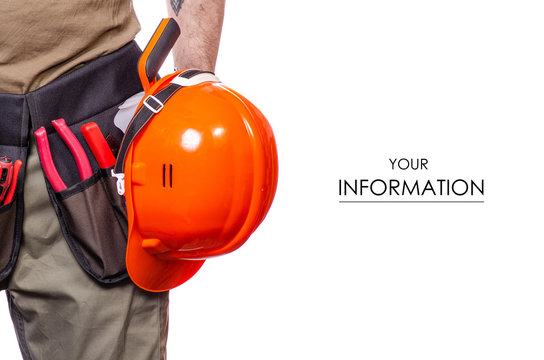 Construction Belt On A Man Tool Belt Builder Pattern On A White Background Isolation