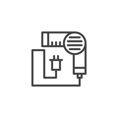 Hair dryer outline icon. linear style sign for mobile concept and web design. blow dryer simple line vector icon. Symbol, logo illustration. Pixel perfect vector graphics