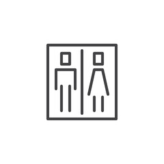 Toilet sign outline icon. linear style sign for mobile concept and web design. male and female toilet simple line vector icon. WC symbol, logo illustration. Pixel perfect vector graphics