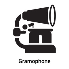 Gramophone icon vector sign and symbol isolated on white background, Gramophone logo concept