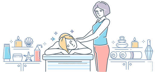 Spa salon - modern line design style colorful illustration