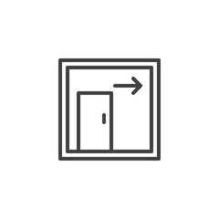 Exit door outline icon. linear style sign for mobile concept and web design. emergency exit arrow simple line vector icon. Symbol, logo illustration. Pixel perfect vector graphics