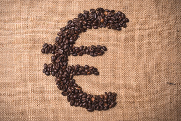 Euro symbol coffee bean