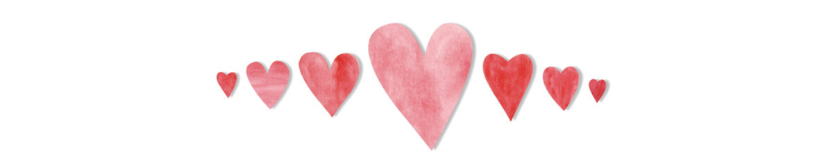 Obraz premium Hand drawn red watercolor heart on white isolated background. Concept. Collage
