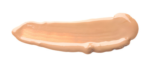 Smear of skin foundation on white background. Professional cosmetics