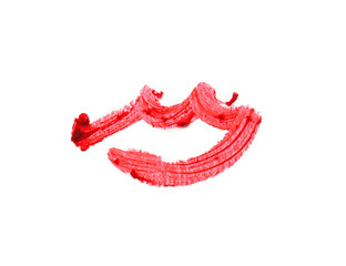 Smudge of lipstick on white background. Professional cosmetics