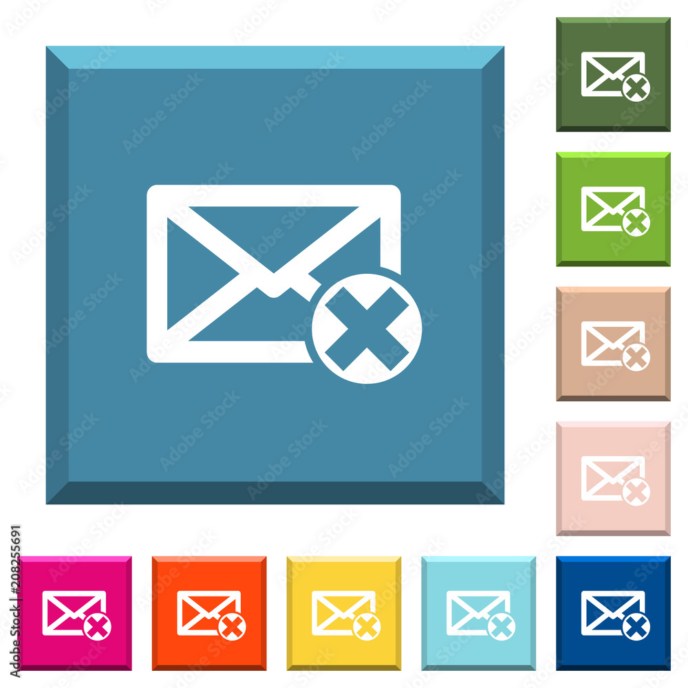 Poster delete mail white icons on edged square buttons