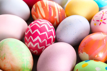 Colorful Easter eggs, closeup