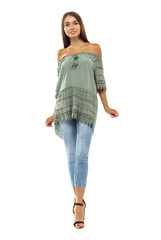 woman on white space 