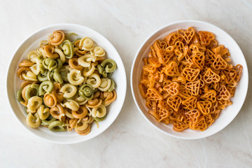 Ufo and Heart Shaped Colorful Pasta For Children
