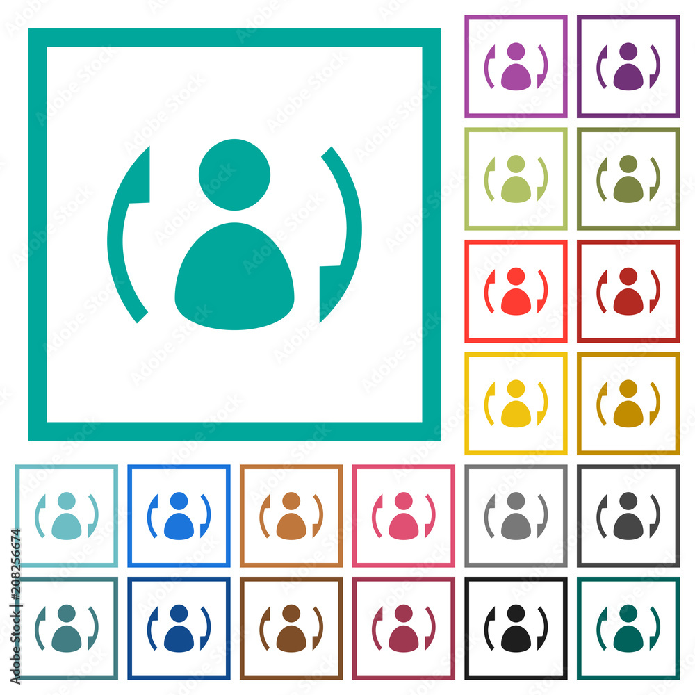 Poster syncronize contacts flat color icons with quadrant frames