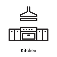 Kitchen icon vector sign and symbol isolated on white background, Kitchen logo concept