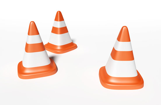 3d road cone rendering illustration.