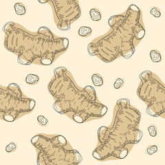 Ginger root seamless pattern.