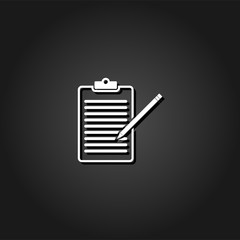 Checklist icon flat. Simple White pictogram on black background with shadow. Vector illustration symbol