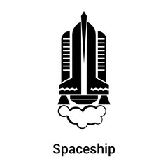 Spaceship icon vector sign and symbol isolated on white background, Spaceship logo concept