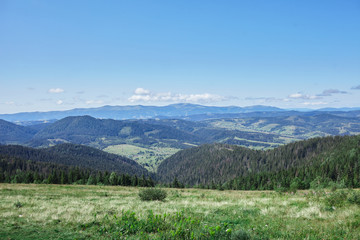 Fototapeta na wymiar Landscape of mountains in the Carpathians