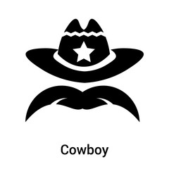 Cowboy icon vector sign and symbol isolated on white background, Cowboy logo concept