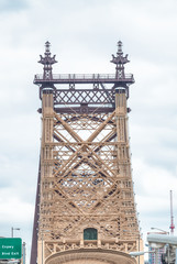 Fototapeta premium Queensboro Bridge aerial view with city traffic, New York City