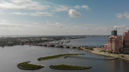 WEST PALM BEACH, FL - APRIL 10, 2018: Aerial skyline of Palm Beach. The city is a famous tourist destination in Florida