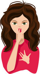 a girl shows a sign quietly