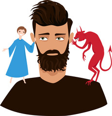 angel and demon on shoulders